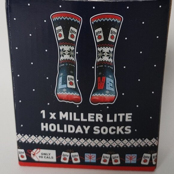 Miller Lite Holiday Socks BNIP Beer Socks Christmas Valentines Ugly Sweater - Picture 2 of 4